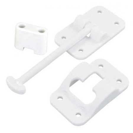 JR PRODUCTS 3-1/2IN T-STYLE DOOR HOLDER W/BUMPER, WHITE 10414B